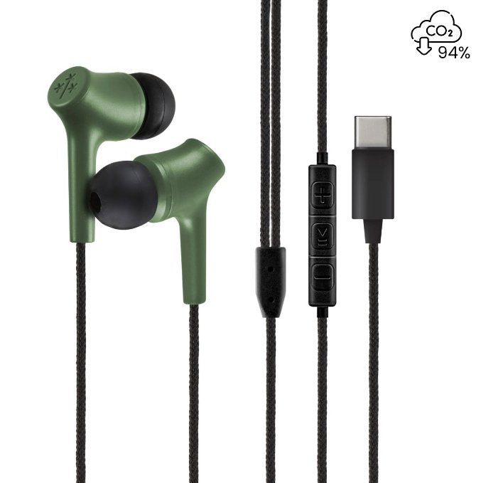 Audífonos Manos Libres con microfono Tipo C Mallado Exterior Sustentable - Hune | Tecnología Sustentable