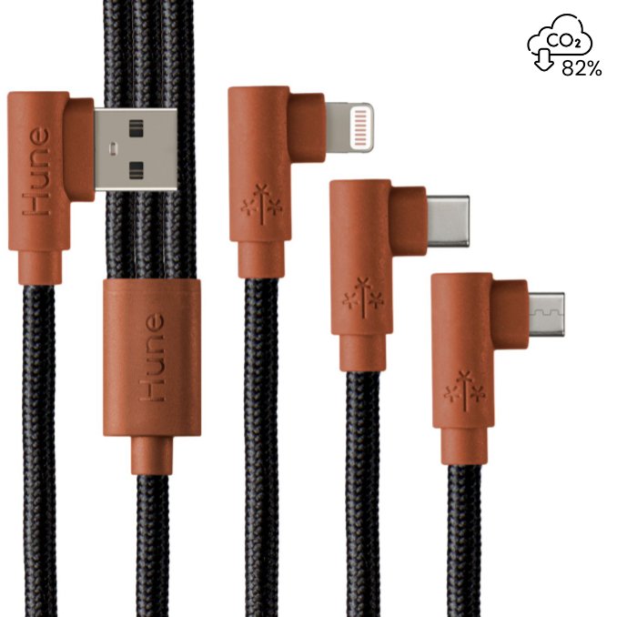 Cable Tipo C a Lightning - Micro USB Carga Rápida 1.2m Sustentable - Hune | Tecnología Sustentable